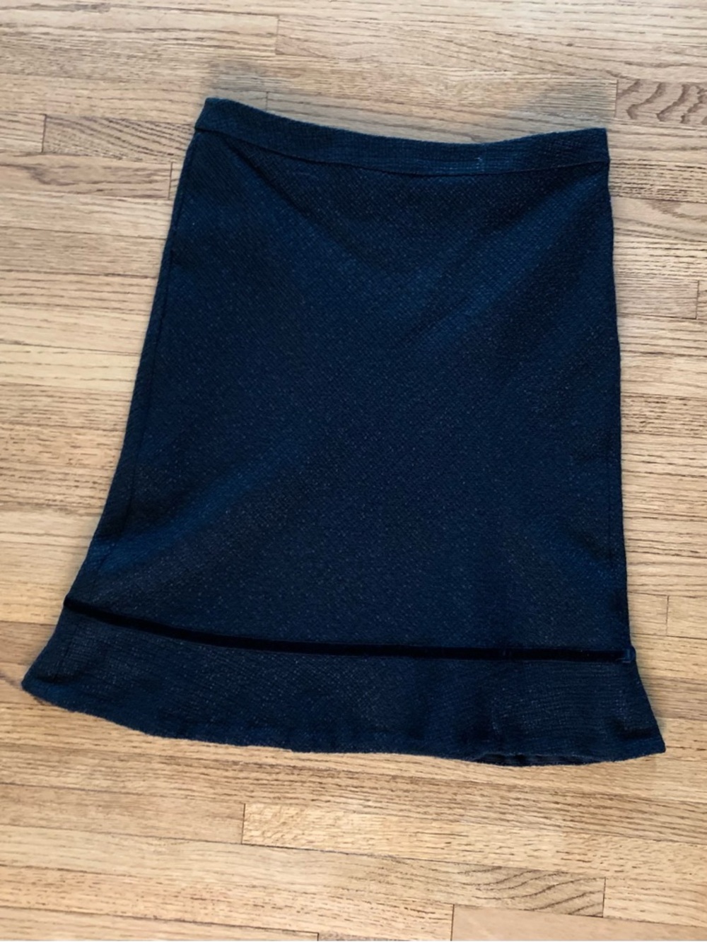 Vintage Y2K Gap Black Wool Blend Trumpet Skirt – Velvet Trim Size S/XS
